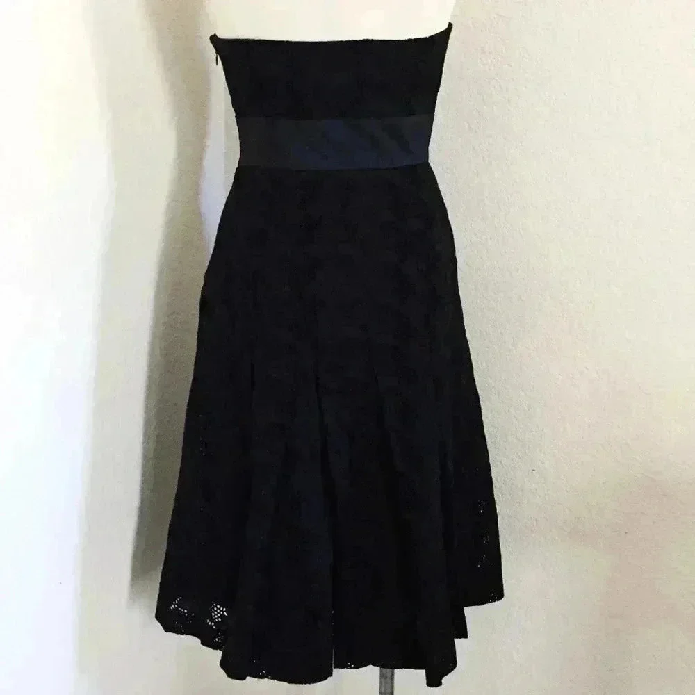 Tracy Reese Eyelet Strapless Black Dress - Picture 2 of 7